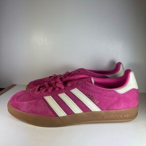 adidas Gazelle Hot Pink with White Stripes and Gum Sole